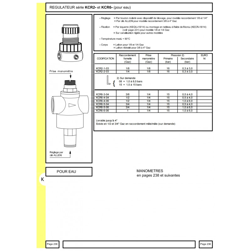 Regulateur eau G 1/8" (0,3-3b)   